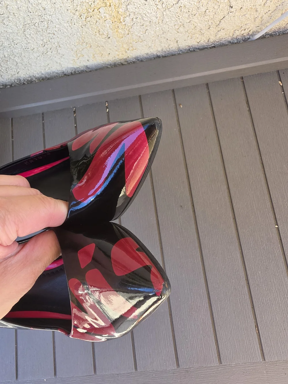 Authentic Louis Vuitton Black Graffiti Patent Leather Slingback Pumps Size 34.5